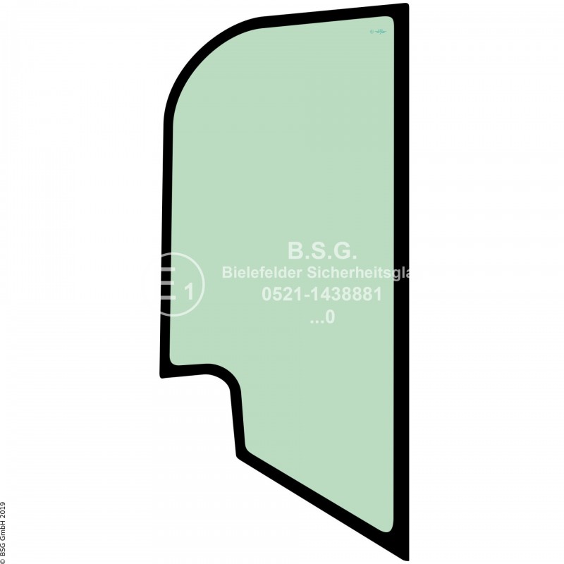 R00 - Seitenscheibe rechts Kramer Radlader (auch Kettenlader)318, 418 (BM 308) Seitenscheibe rechts (erste Version)