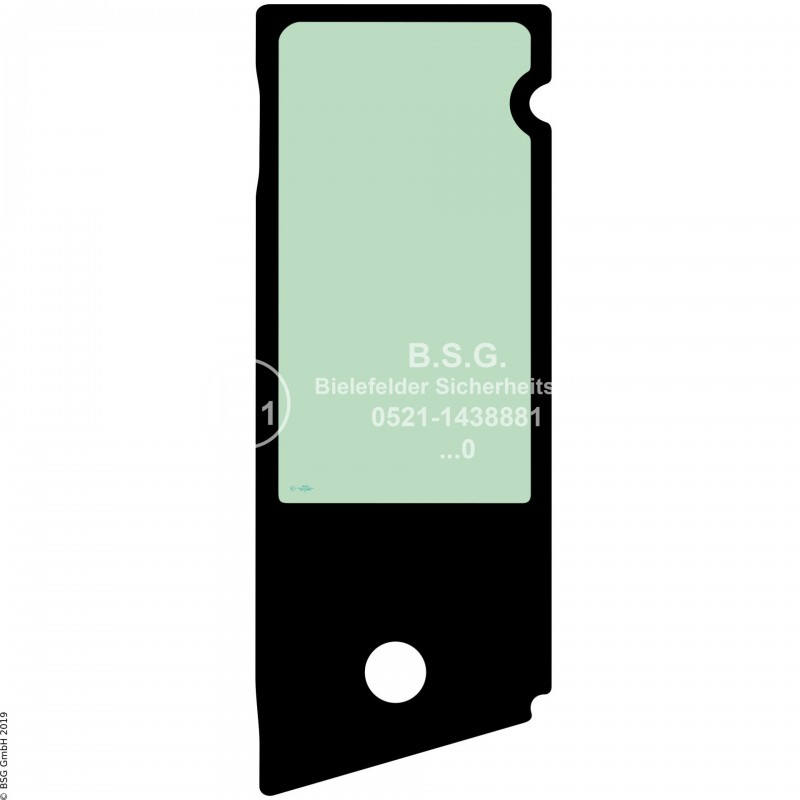 L00 - Seitenscheibe links Takeuchi BaggerTB230, TB235-2, TB240, TB250-2, TB257FR, TB260, TB280FR, TB370 Seitenscheibe links hinten (nur 257FR und 280FR)