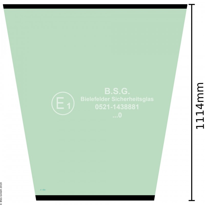 A00 - Frontscheibe Komatsu Radlader (auch Kettenlader)WA 150-5, 200-5, 250-5, 320-5 (ROPS #6VB4IA-R) Frontscheibe mitte