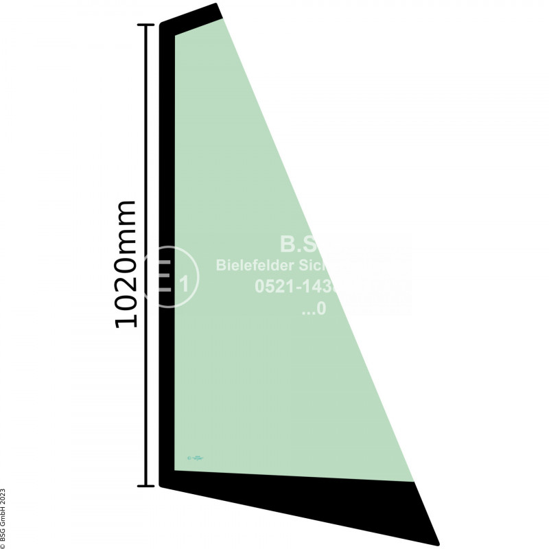 A00 - Frontscheibe Komatsu Radlader (auch Kettenlader)WA 150-5, 200-5, 250-5, 320-5 (Fritzmeier Fahrerhaus, ROPS #419-925-H010) Frontscheibe rechts