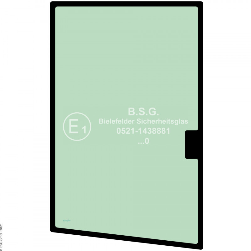 FD0 - Türscheibe Komatsu Radlader (auch Kettenlader)WA 150-5, 200-5, 250-5, 320-5 (Fritzmeier Fahrerhaus, ROPS #419-925-H010) Türscheibe rechts