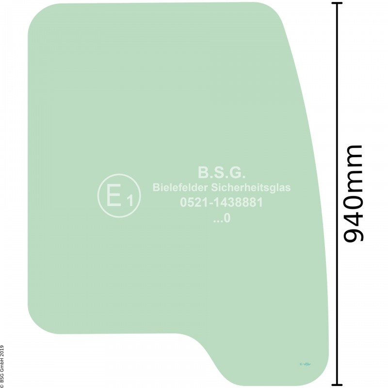 R00 - Seitenscheibe rechts Komatsu Bagger ab ca. 8to.PC 120-6 bis 750-6, PW 130-6 bis 170-6, PC 60-7 Seitenscheibe rechts vorne (940mm hoch)