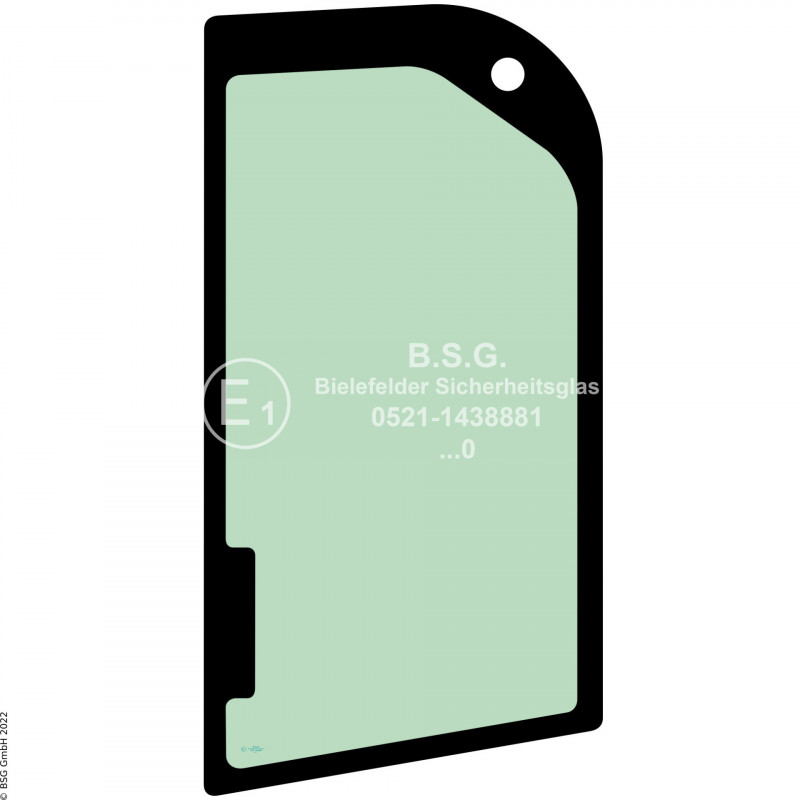 L00 - Seitenscheibe links JCB Bagger50Z-2, 51R-2, 56Z-2, 60C-2 (Stufe 5) Seitenscheibe links hinten (nur50Z-2, 51R-2 und 56Z-2)