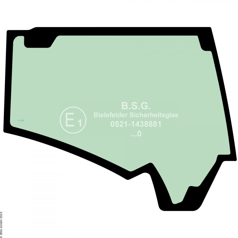 R00 - Seitenscheibe rechts Hyundai BaggerHX140A bis HX520A, HW140A bis HW210A (Stufe V) Seitenscheibe rechts (nur Mobilbagger)