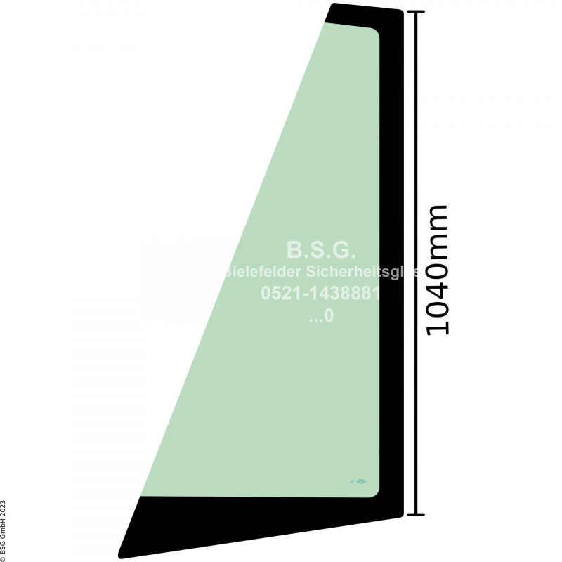 A00 - Frontscheibe Komatsu Radlader (auch Kettenlader)WA 150-5, 200-5, 250-5, 320-5 (Fritzmeier Fahrerhaus, ROPS #419-925-H010) Frontscheibe links