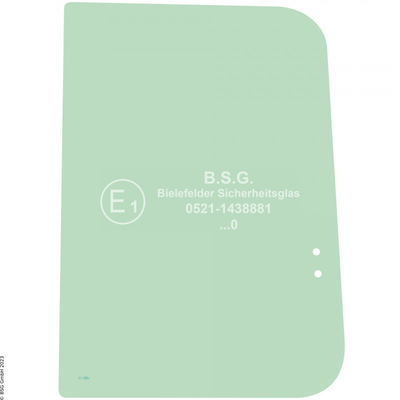 R00 - Seitenscheibe rechts Bobcat BaggerE25, E26, E32, E35, E42, E45, E50, E55 Rechte vordere Schiebescheibe (Bohrungen seitlich)