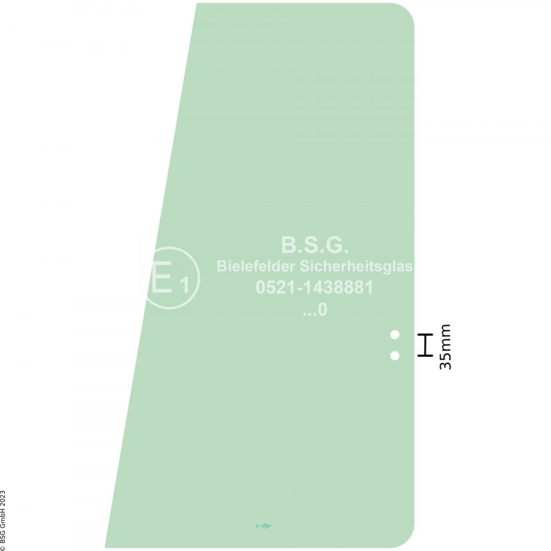 FD0 - Türscheibe Caterpillar Bagger ab ca. 8to.312B - 385B (B-Serie) Türschiebescheibe hinten (grünes Glas)