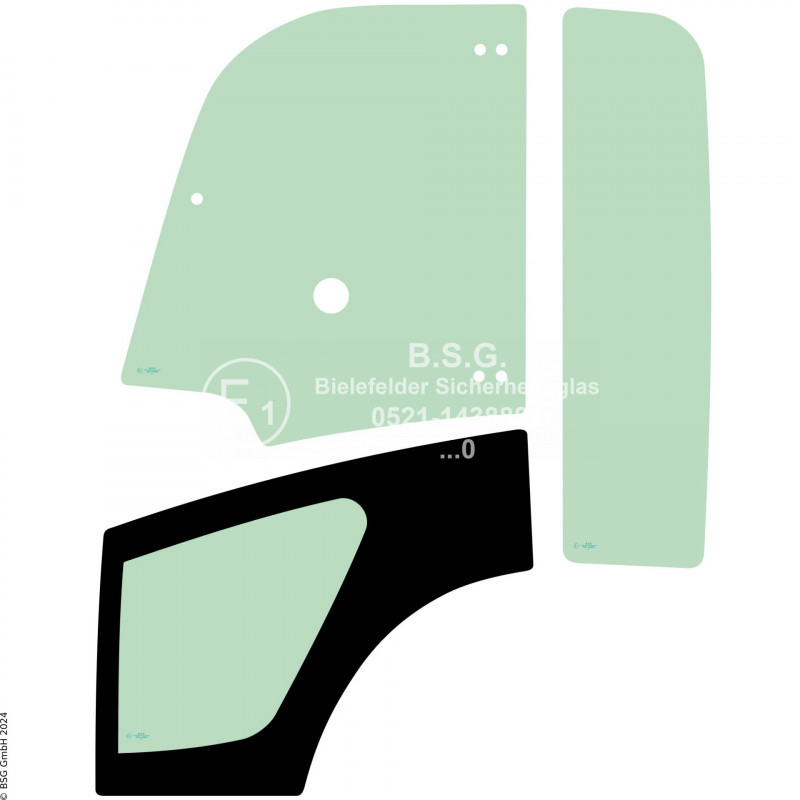 L00 - Seitenscheibe links Kramer Radlader (auch Kettenlader)350, 5025, 5035, KL10.5, KL12.5 (BM 348) Kramer Kabine Typ 348