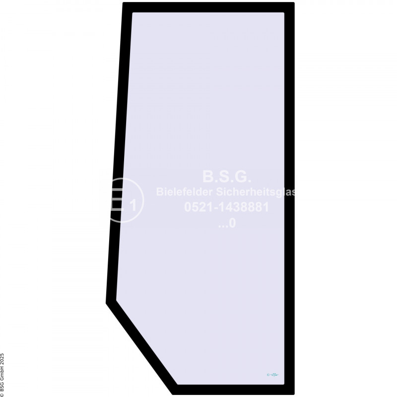 R00 - Seitenscheibe rechts JCB Radlader (auch Kettenlader)406, 408 (deutsches Fahrerhaus) Seitenscheibe rechts hinten