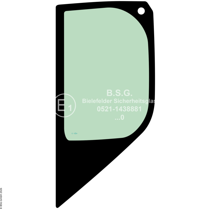 L00 - Seitenscheibe links Kobelco BaggerSK50SRX-7, SK55SRX-7, SK58SRX-7 Seitenscheibe links hinten