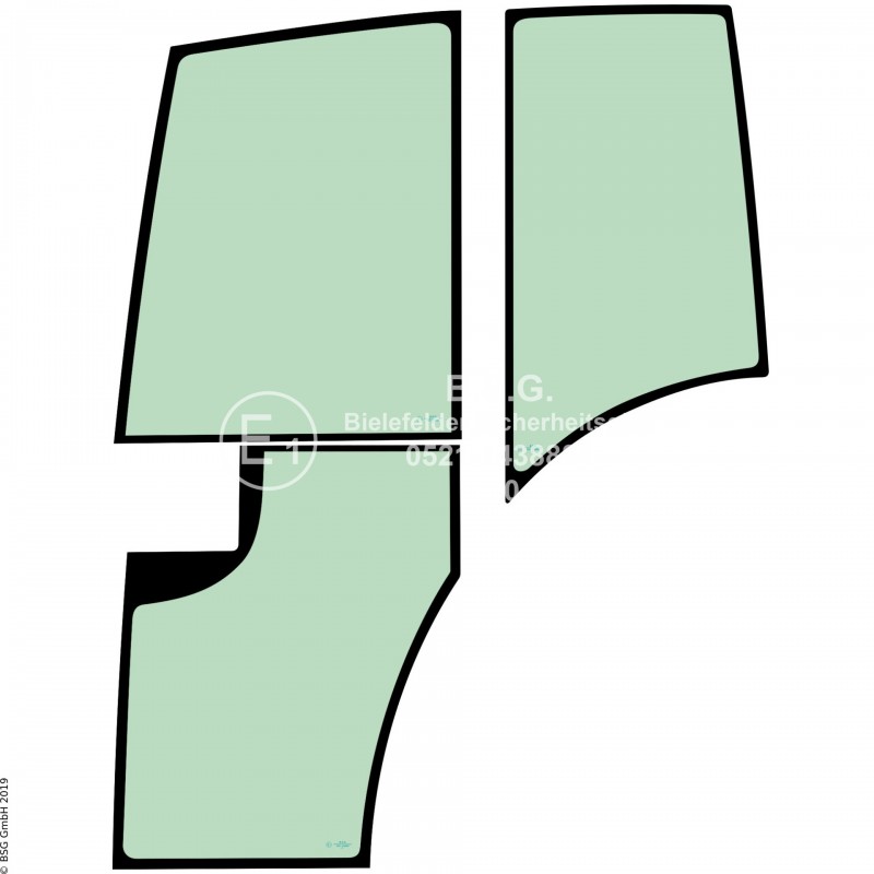 L00 - Seitenscheibe links Schaeff BaggerHR Minibagger Baumuster 355, 357, 358 Terex Kabine Typ 1
